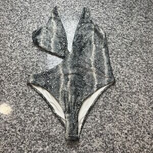 Baobab One Shoulder Swimsuit Womens Large Snakeskin Cutout Bathing Suit